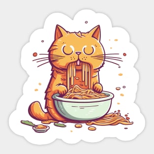 cat eating spaghetti meme Sticker